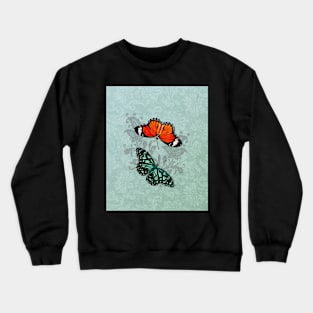 Butterflies on Aqua Floral Crewneck Sweatshirt